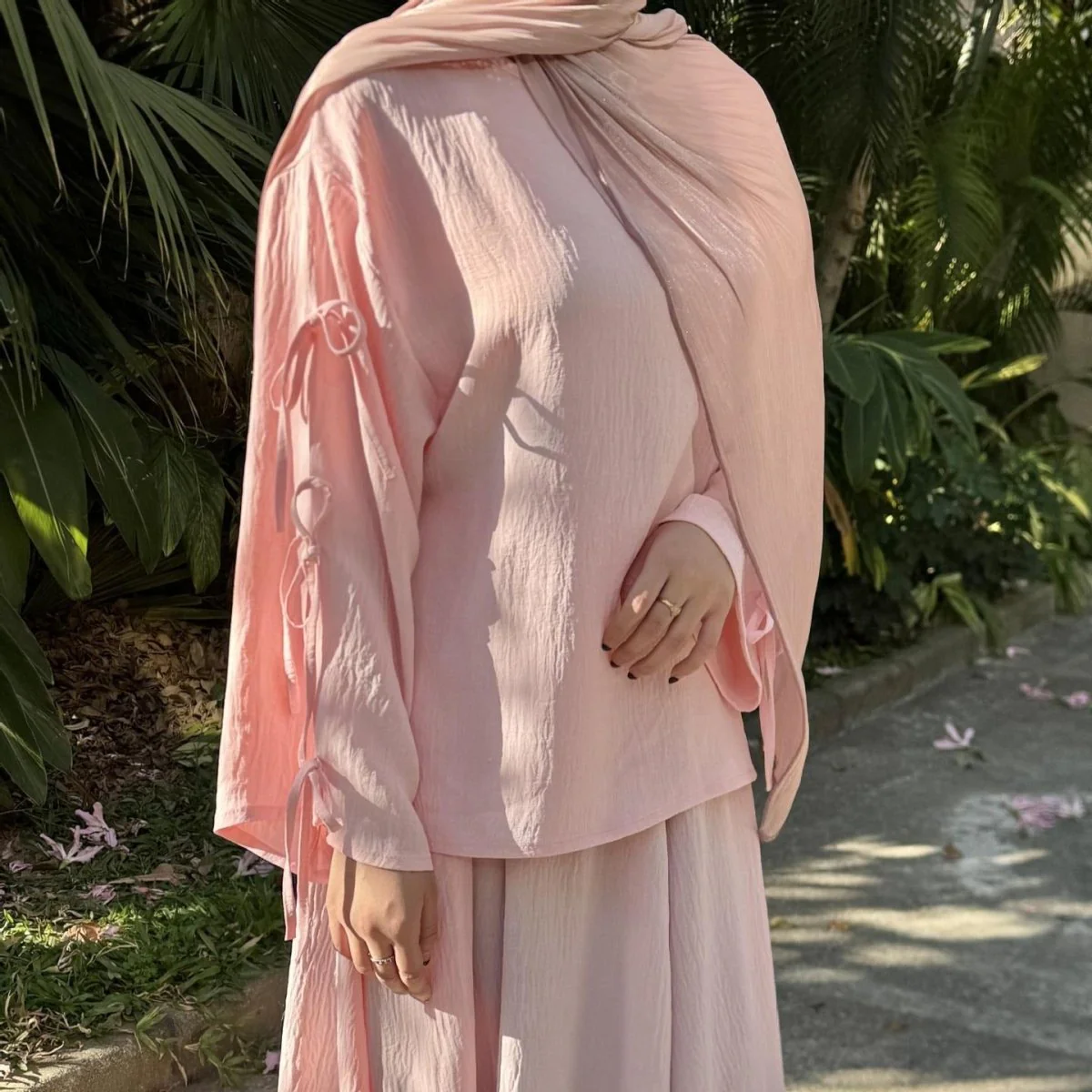 Two-Piece Tunic & Maxi Skirt Set with Pockets (MS379) - Image 7