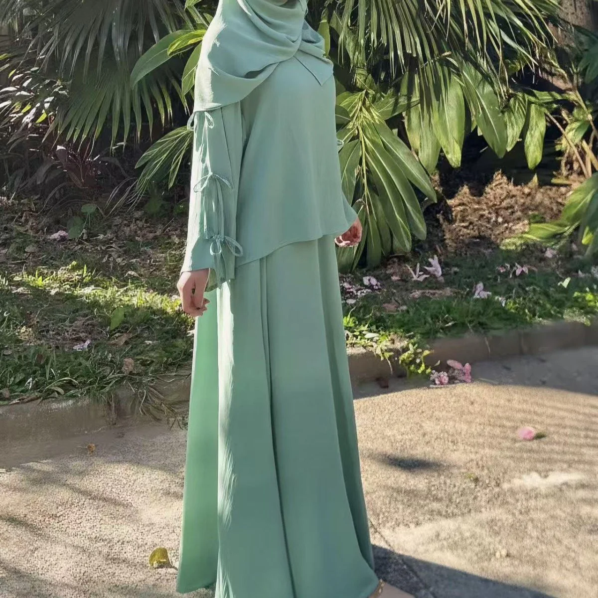 Two-Piece Tunic & Maxi Skirt Set with Pockets (MS379) - Image 9