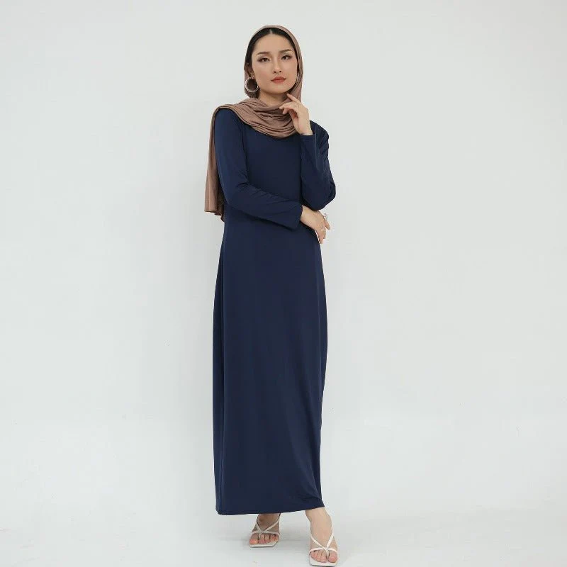 Ultra Long Milk Silk Soft Layering Essential Base Dress | Round Neck Pullover Maxi Underdress(MA319) - Image 10