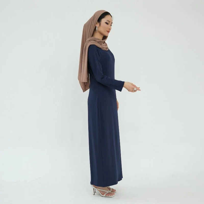 Ultra Long Milk Silk Soft Layering Essential Base Dress | Round Neck Pullover Maxi Underdress(MA319) - Image 11