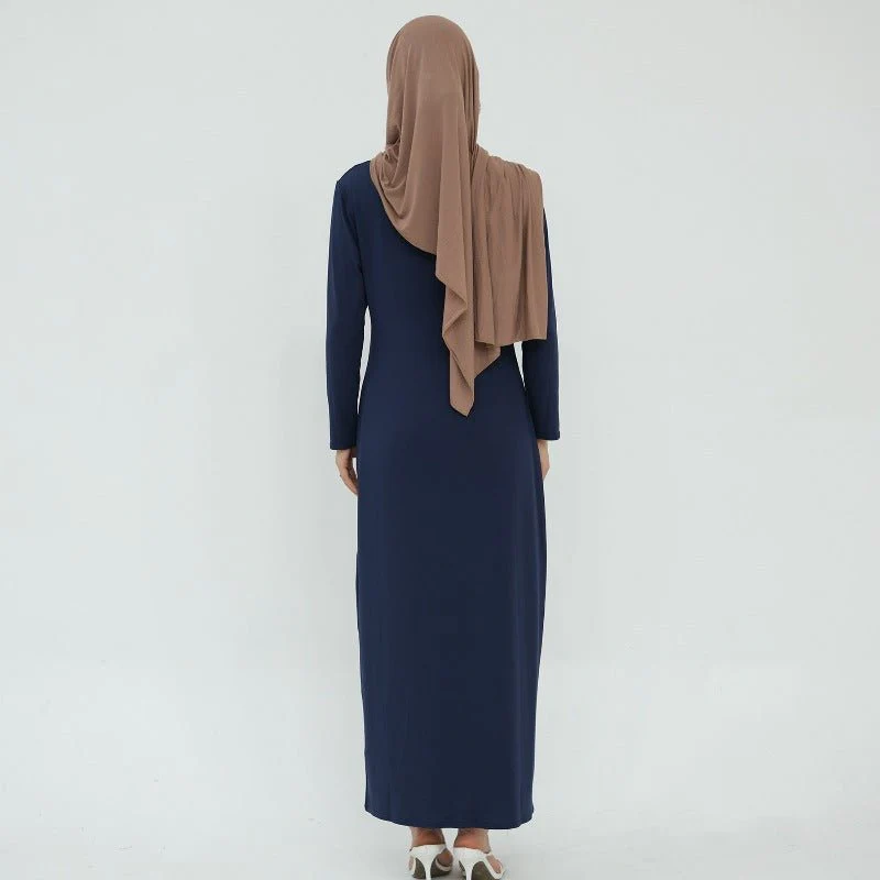 Ultra Long Milk Silk Soft Layering Essential Base Dress | Round Neck Pullover Maxi Underdress(MA319) - Image 12
