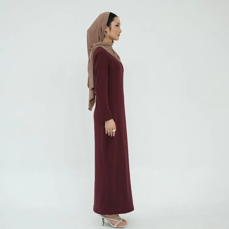 Ultra Long Milk Silk Soft Layering Essential Base Dress | Round Neck Pullover Maxi Underdress(MA319) - Image 15
