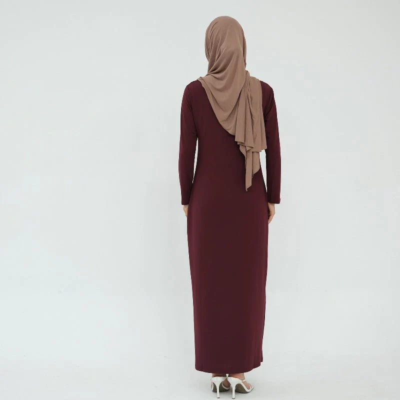 Ultra Long Milk Silk Soft Layering Essential Base Dress | Round Neck Pullover Maxi Underdress(MA319) - Image 16