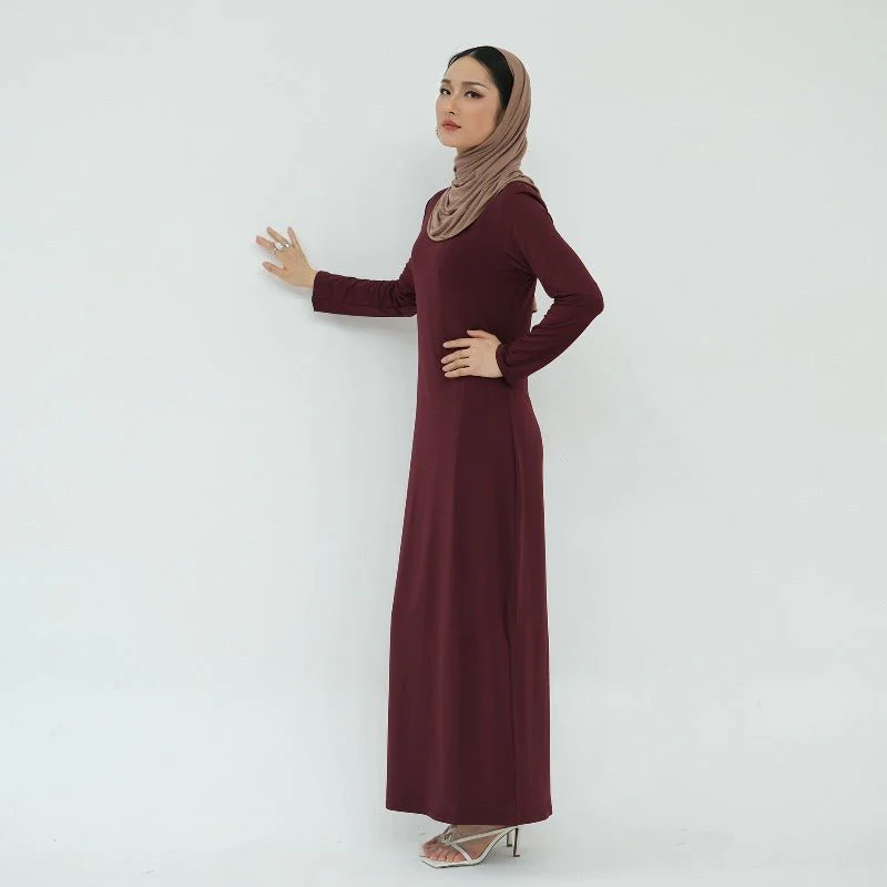 Ultra Long Milk Silk Soft Layering Essential Base Dress | Round Neck Pullover Maxi Underdress(MA319) - Image 17