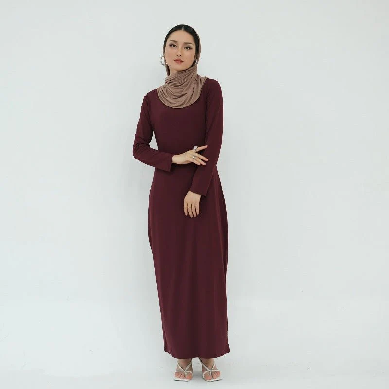 Ultra Long Milk Silk Soft Layering Essential Base Dress | Round Neck Pullover Maxi Underdress(MA319) - Image 18