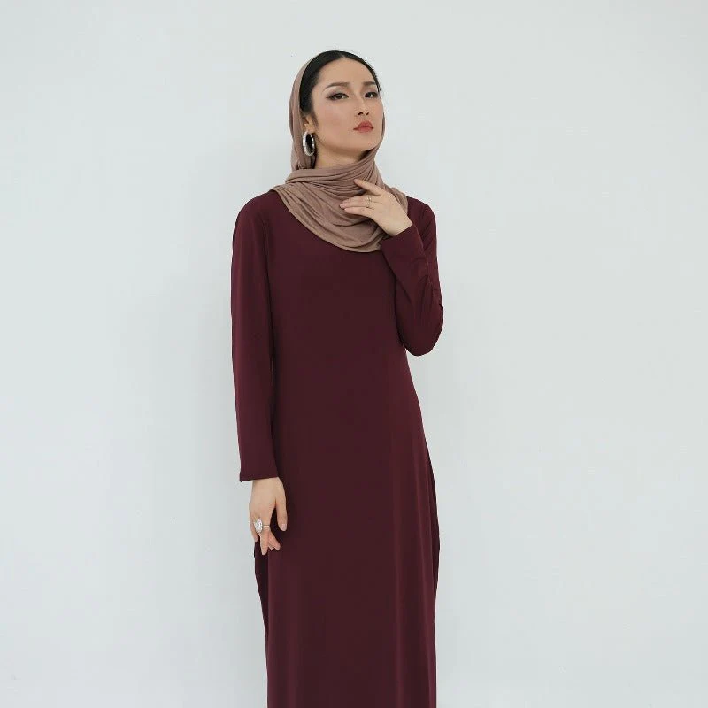 Ultra Long Milk Silk Soft Layering Essential Base Dress | Round Neck Pullover Maxi Underdress(MA319) - Image 19