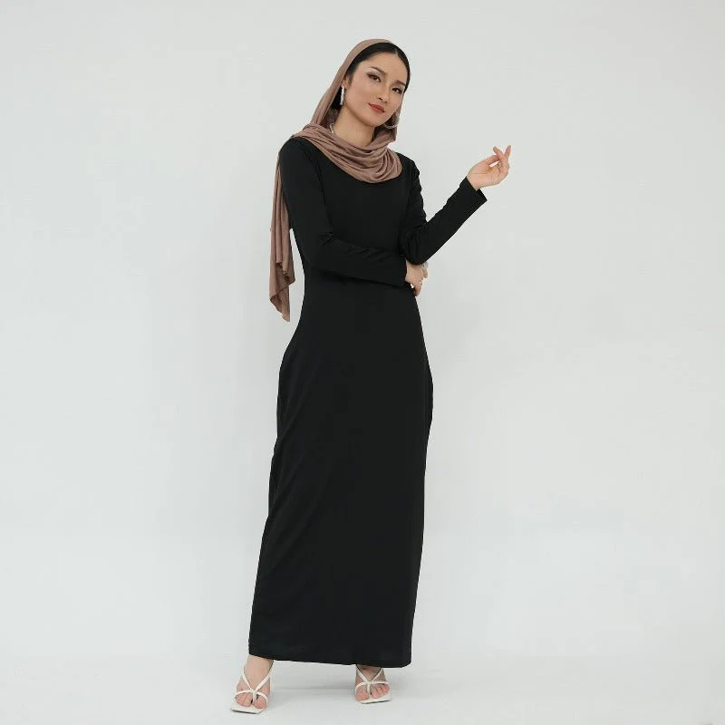Ultra Long Milk Silk Soft Layering Essential Base Dress | Round Neck Pullover Maxi Underdress(MA319) - Image 20
