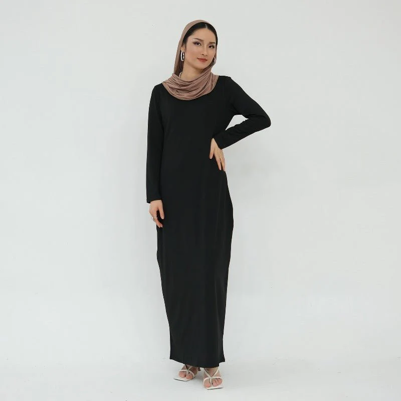 Ultra Long Milk Silk Soft Layering Essential Base Dress | Round Neck Pullover Maxi Underdress(MA319) - Image 21