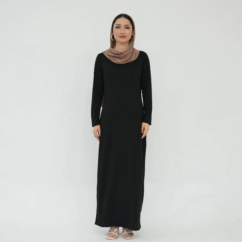Ultra Long Milk Silk Soft Layering Essential Base Dress | Round Neck Pullover Maxi Underdress(MA319) - Image 22