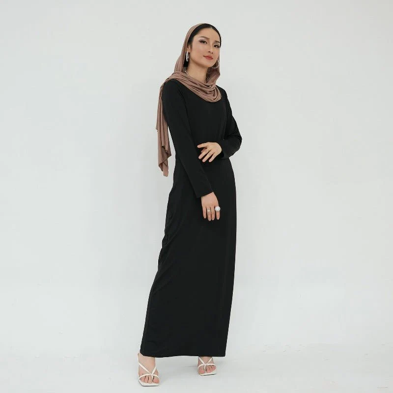 Ultra Long Milk Silk Soft Layering Essential Base Dress | Round Neck Pullover Maxi Underdress(MA319) - Image 25