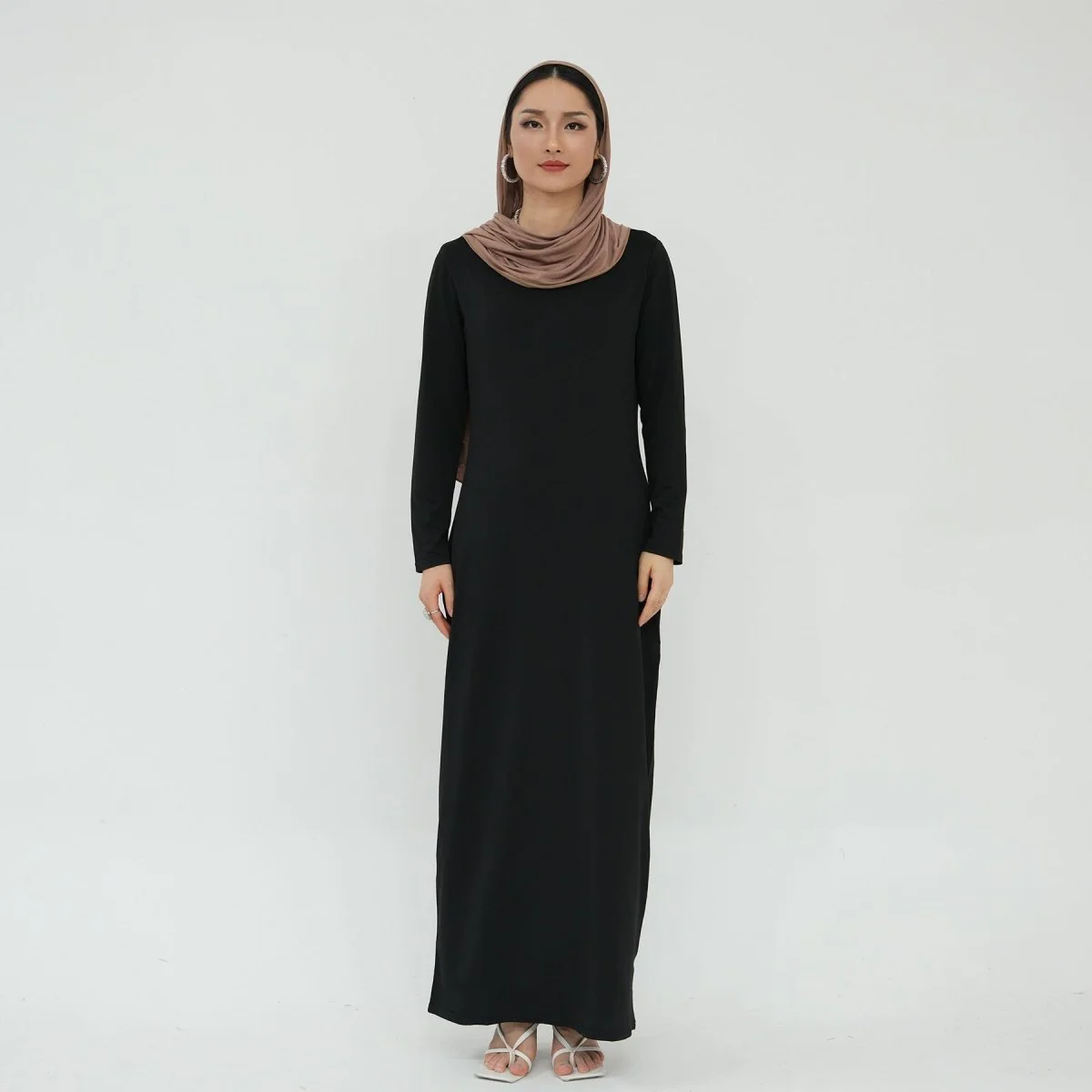 Ultra Long Milk Silk Soft Layering Essential Base Dress | Round Neck Pullover Maxi Underdress(MA319) - Image 29
