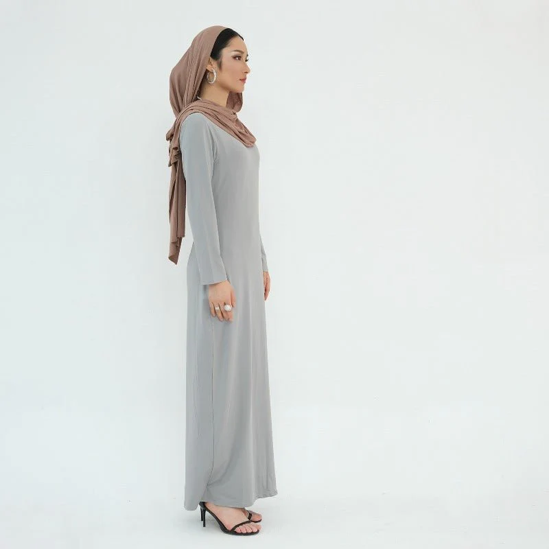 Ultra Long Milk Silk Soft Layering Essential Base Dress | Round Neck Pullover Maxi Underdress(MA319) - Image 5