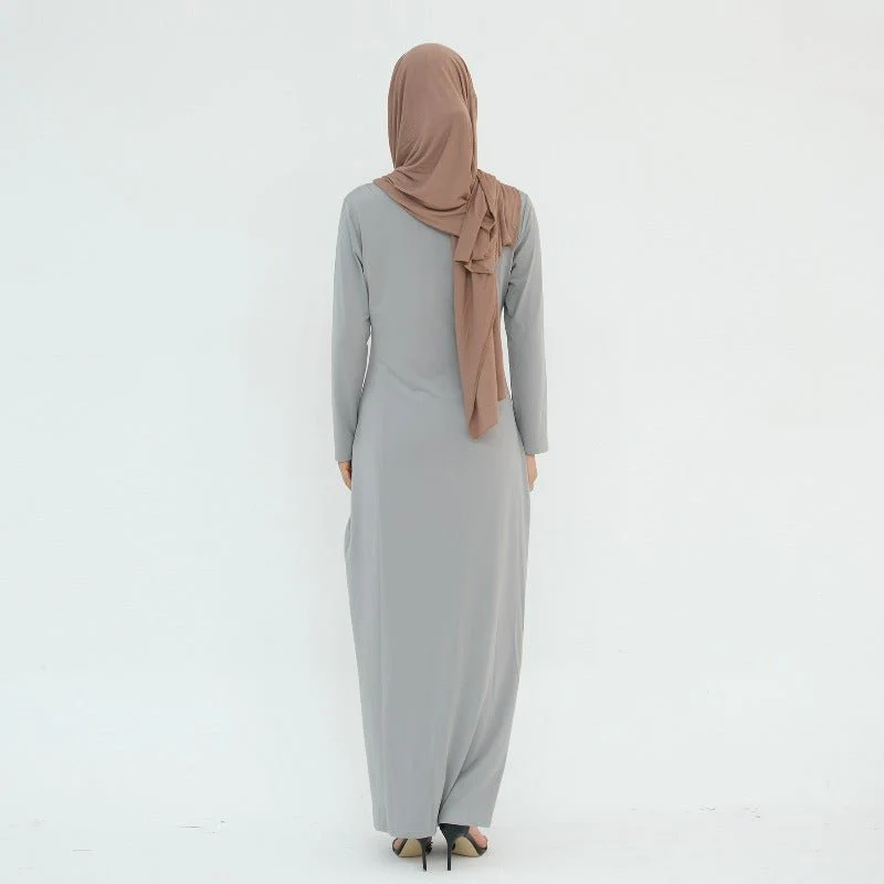 Ultra Long Milk Silk Soft Layering Essential Base Dress | Round Neck Pullover Maxi Underdress(MA319) - Image 6