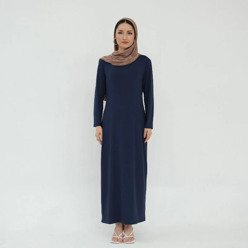 Ultra Long Milk Silk Soft Layering Essential Base Dress | Round Neck Pullover Maxi Underdress(MA319) - Image 8