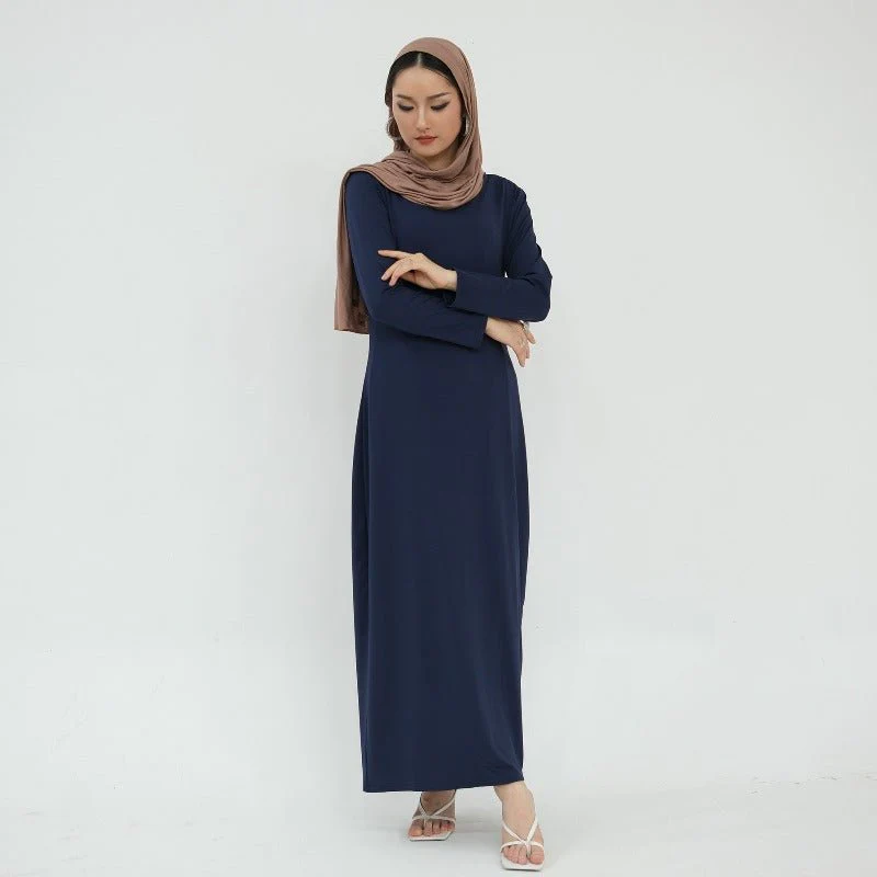 Ultra Long Milk Silk Soft Layering Essential Base Dress | Round Neck Pullover Maxi Underdress(MA319) - Image 9