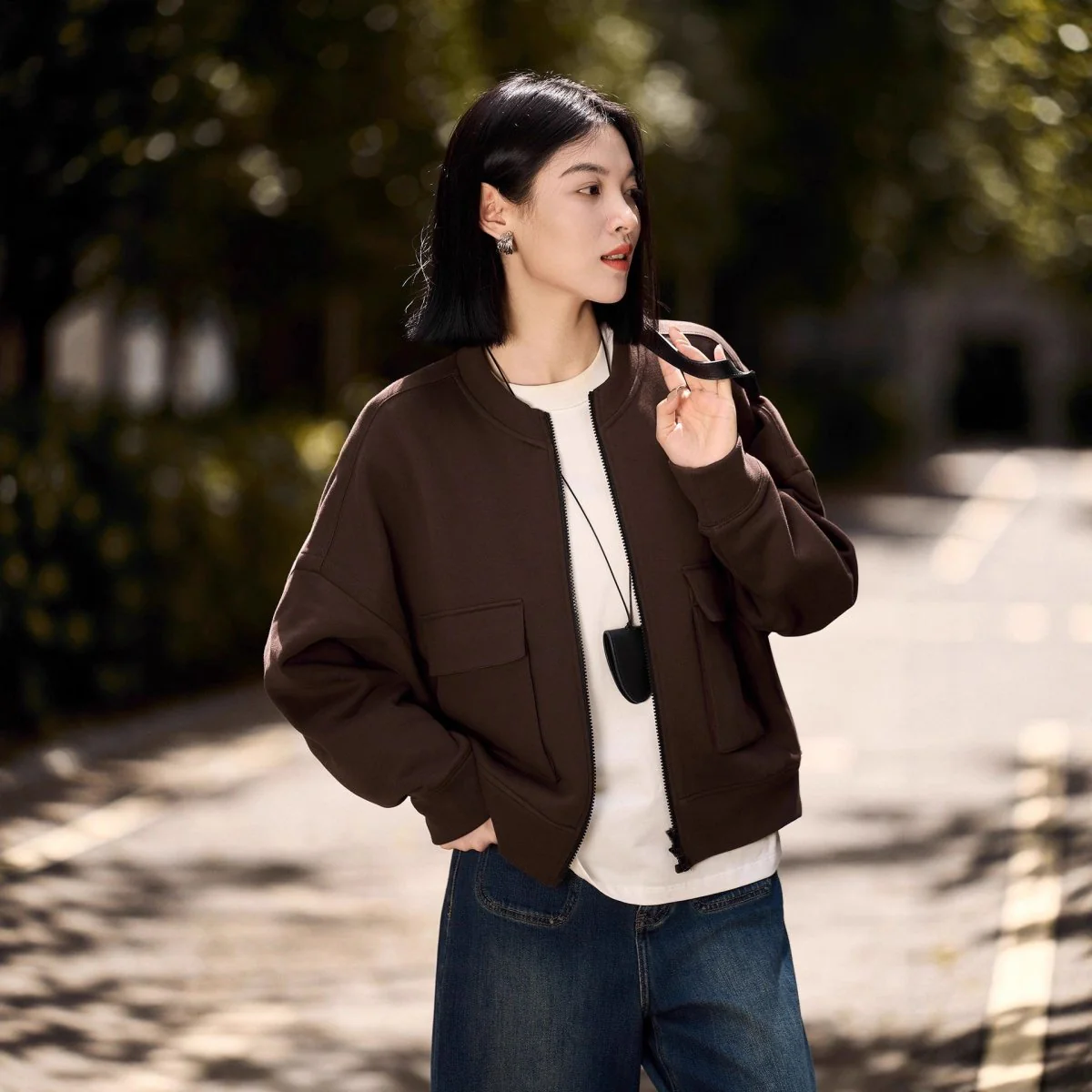 Utility Bomber Jacket | Fleece-Lined Cargo Pocket Jacket(MS245) - Image 2