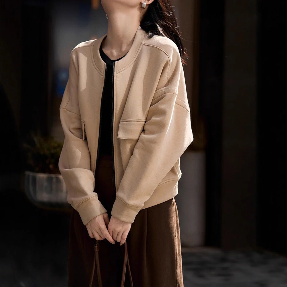 Utility Bomber Jacket | Fleece-Lined Cargo Pocket Jacket(MS245) - Image 3