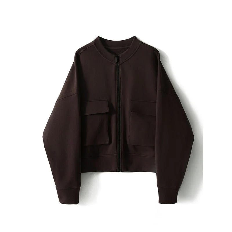 Utility Bomber Jacket | Fleece-Lined Cargo Pocket Jacket(MS245) - Image 5