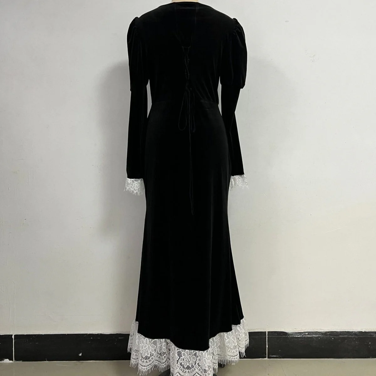 Velvet Gown with Lace Trim(MS238) - Image 8