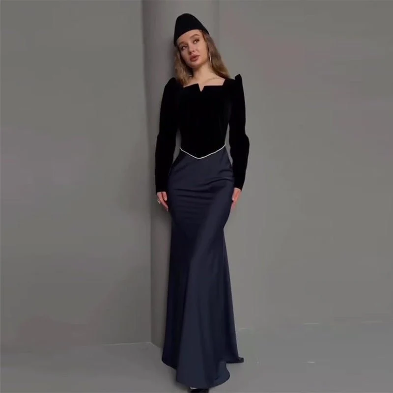 Velvet & Satin Two-Piece Evening Set(MS281) - Image 2
