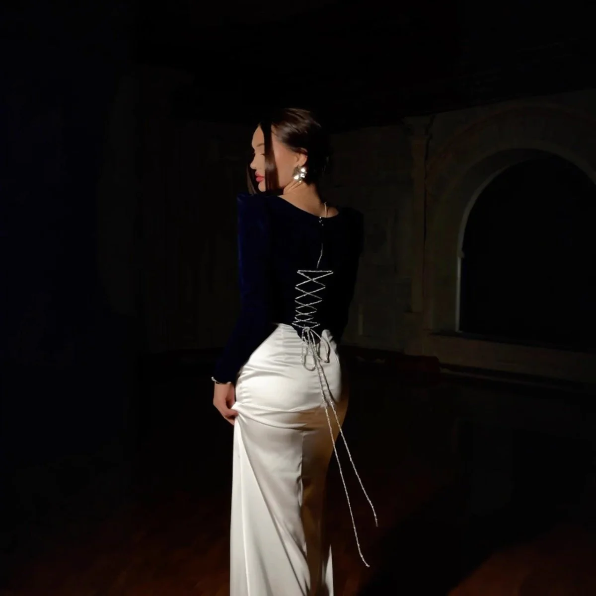 Velvet & Satin Two-Piece Evening Set(MS281) - Image 4