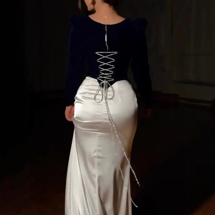 Velvet & Satin Two-Piece Evening Set(MS281) - Image 5