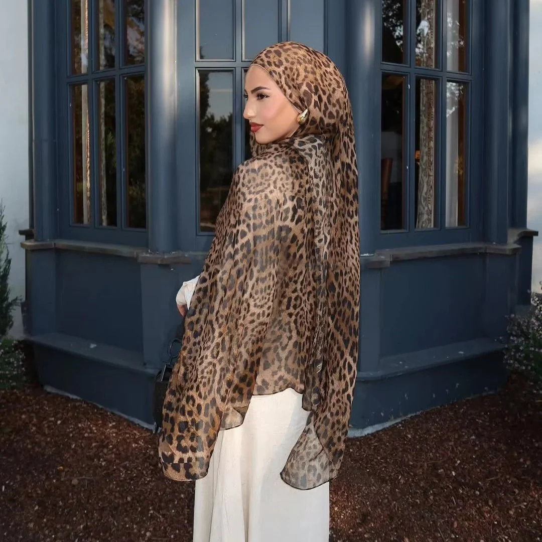 Versatile Leopard Print Fashionable Hijab (MH164) - Image 6