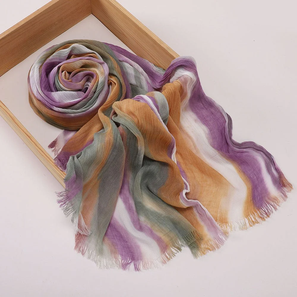 Versatile Printed Striped Pleated Shawl Hijab (MH180) - Image 10