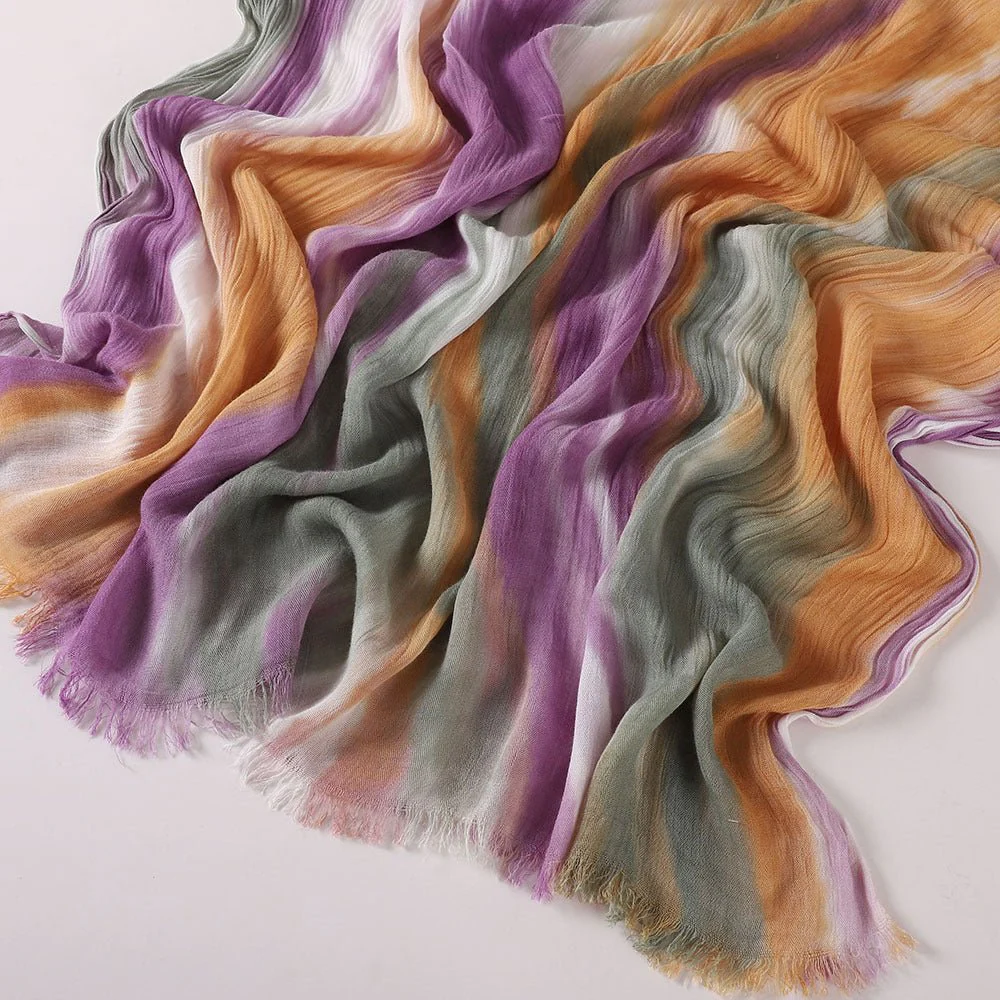 Versatile Printed Striped Pleated Shawl Hijab (MH180) - Image 13