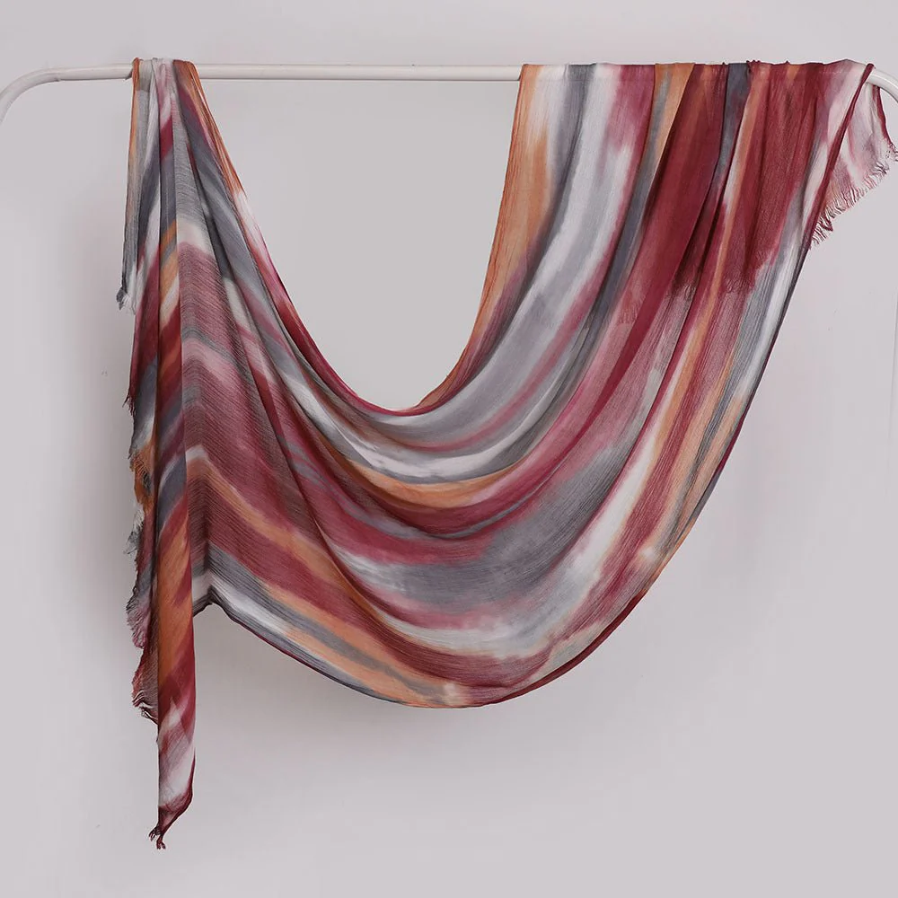 Versatile Printed Striped Pleated Shawl Hijab (MH180) - Image 14