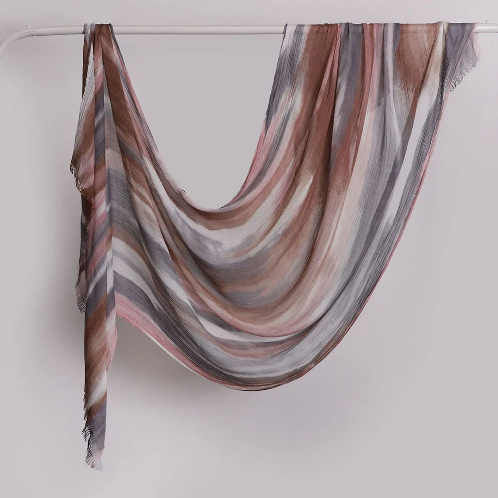 Versatile Printed Striped Pleated Shawl Hijab (MH180) - Image 15