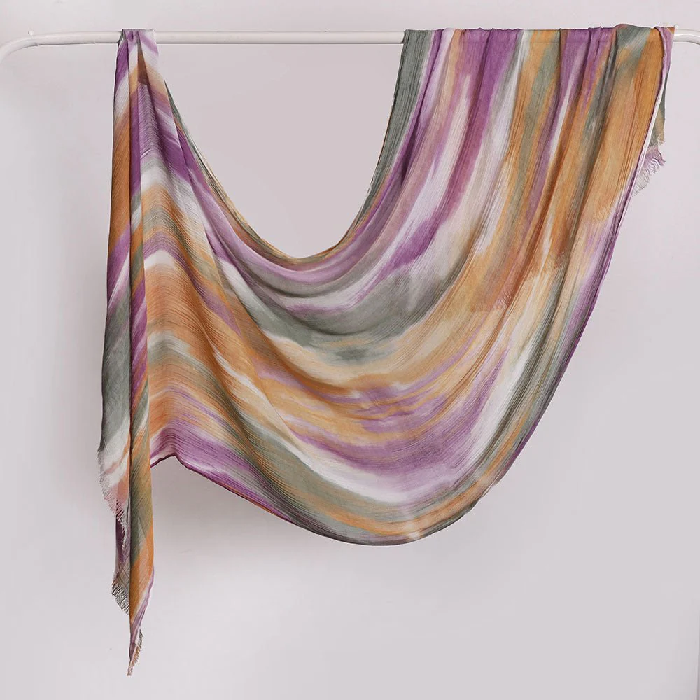 Versatile Printed Striped Pleated Shawl Hijab (MH180) - Image 16