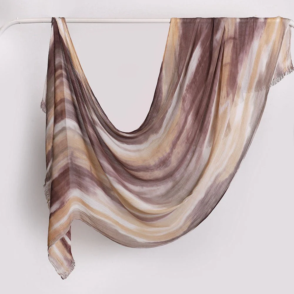 Versatile Printed Striped Pleated Shawl Hijab (MH180) - Image 17