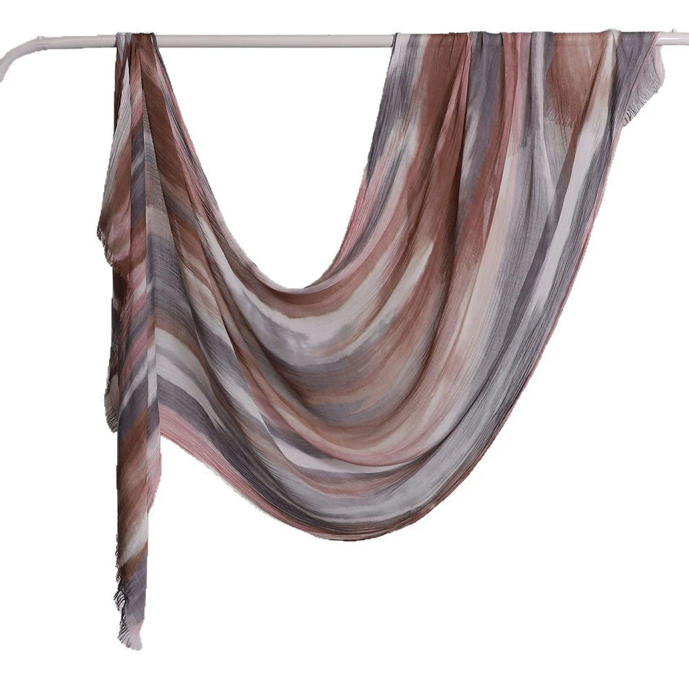 Versatile Printed Striped Pleated Shawl Hijab (MH180) - Image 6