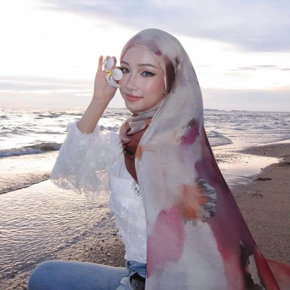Versatile Watercolor Print Headscarf Hijab Collection (MH166) - Image 2