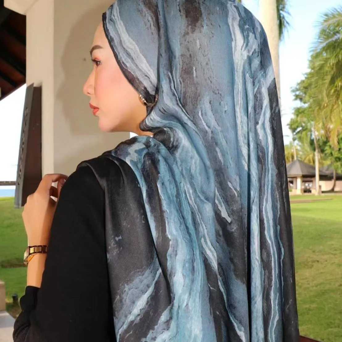 Versatile Watercolor Print Headscarf Hijab Collection (MH166) - Image 9