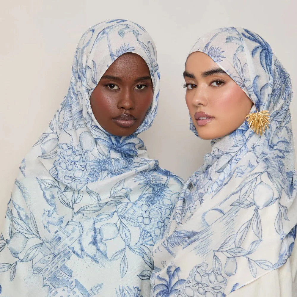 Versatile Watercolor Print Headscarf Soft Breathable Hijab (MH165) - Image 2