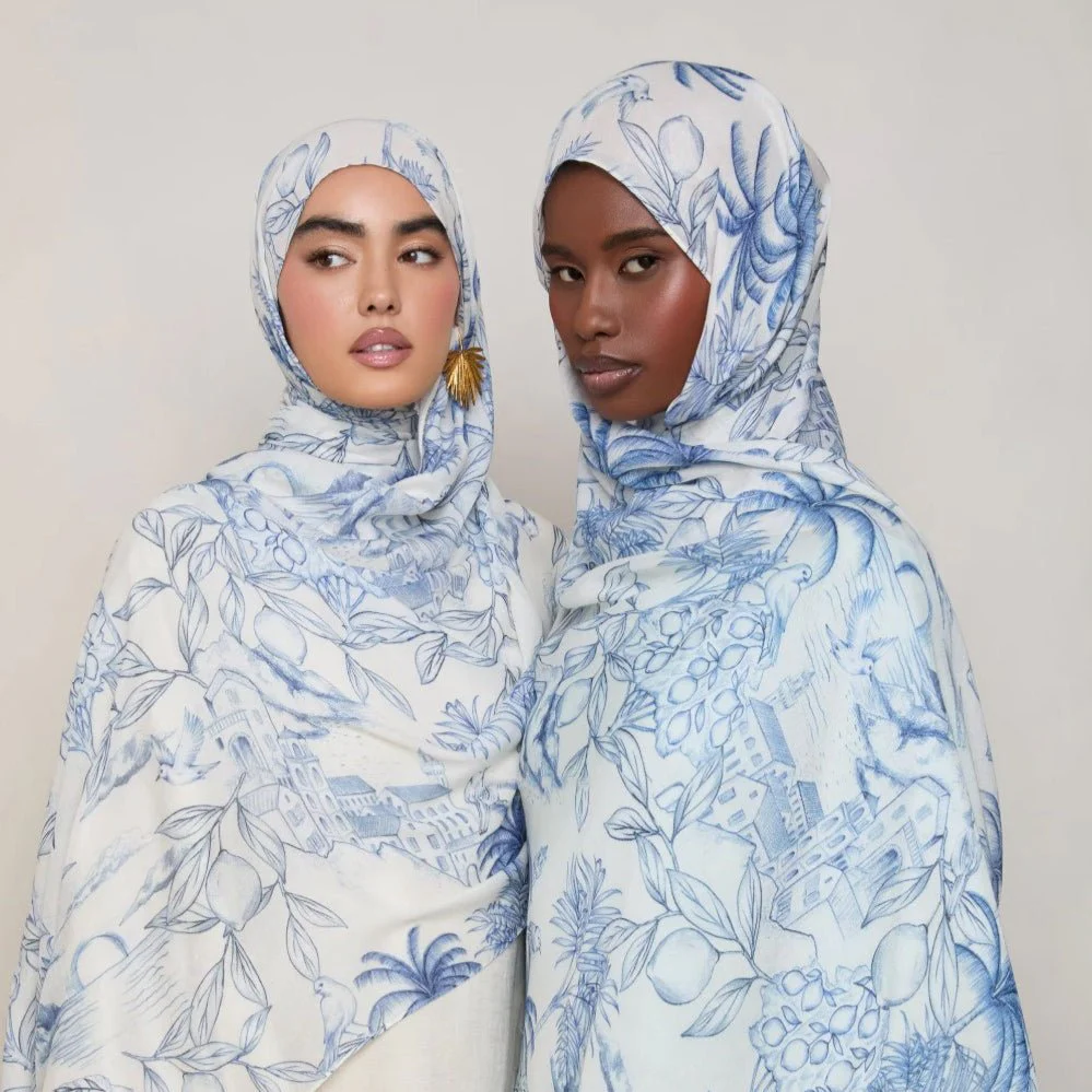 Versatile Watercolor Print Headscarf Soft Breathable Hijab (MH165) - Image 5