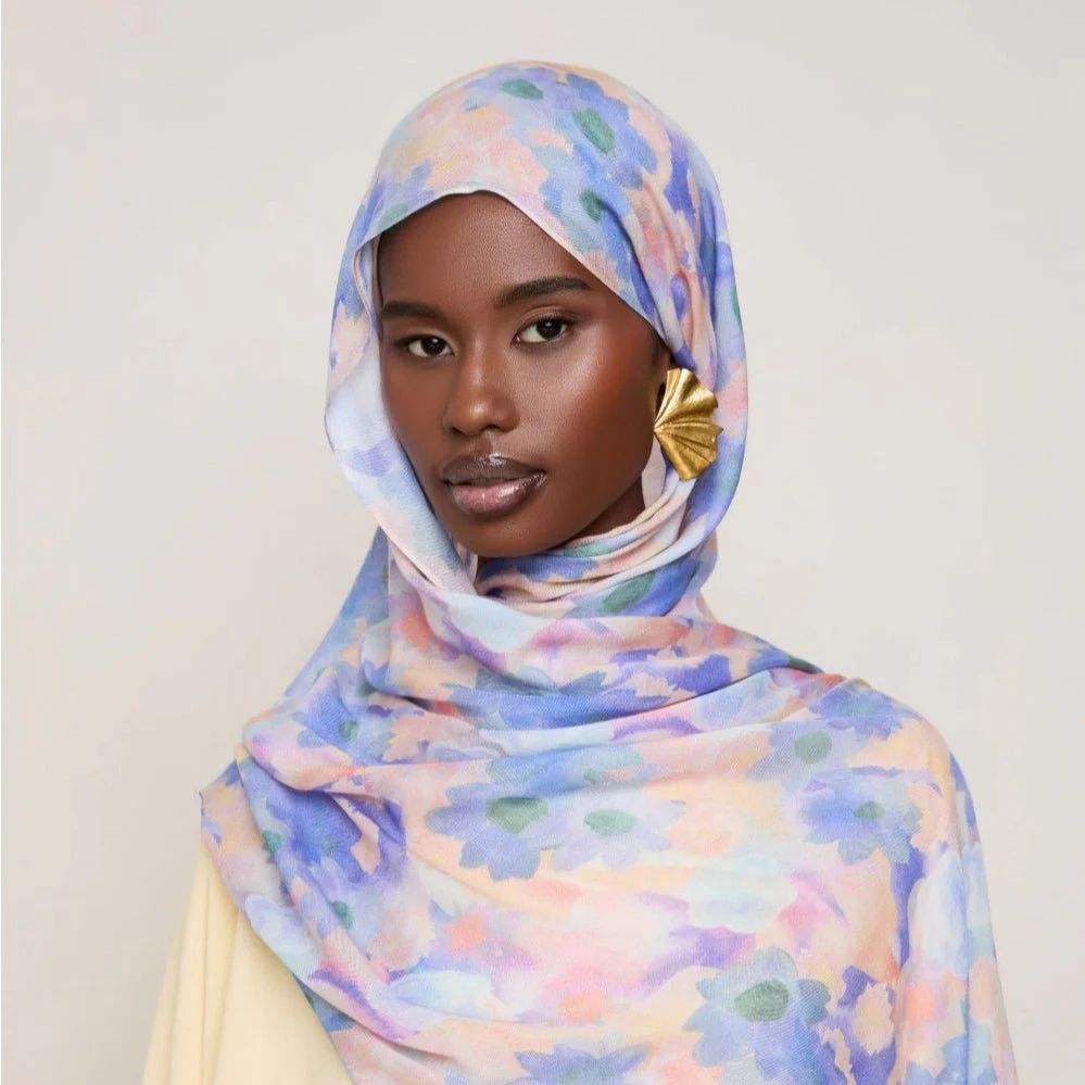 Vibrant Floral Print Scarf Hijab | Lightweight Botanical Headscarf (MH159) - Image 7