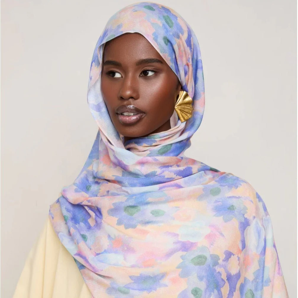 Vibrant Floral Print Scarf Hijab | Lightweight Botanical Headscarf (MH159) - Image 8