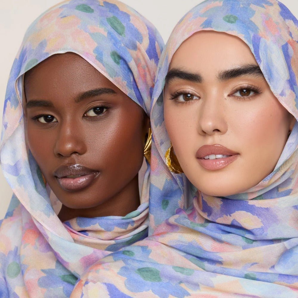 Vibrant Floral Print Scarf Hijab | Lightweight Botanical Headscarf (MH159) - Image 9