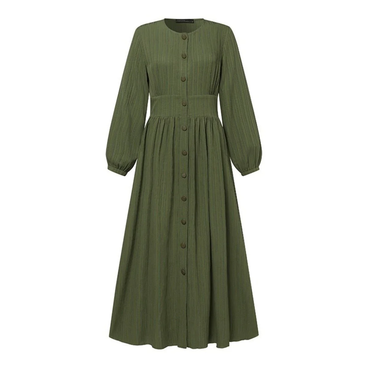 Vintage Button-Front Abaya Dress | Long Sleeve Modest Robe (MA256) - Image 5