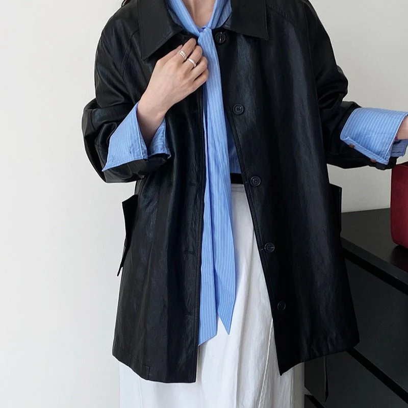 Vintage Faux Leather Jacket (MS149) - Image 11