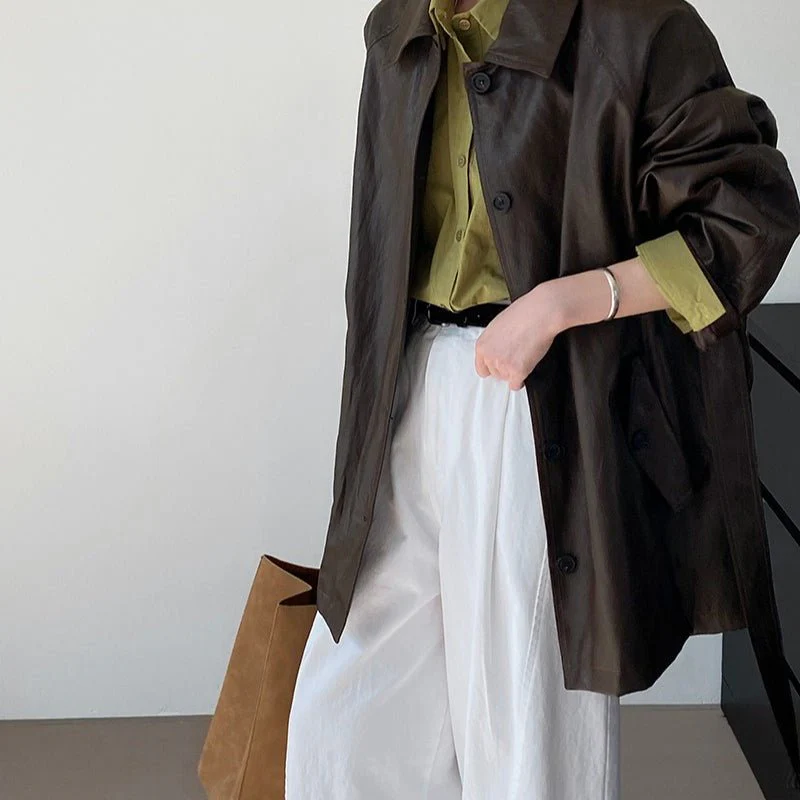 Vintage Faux Leather Jacket (MS149) - Image 4