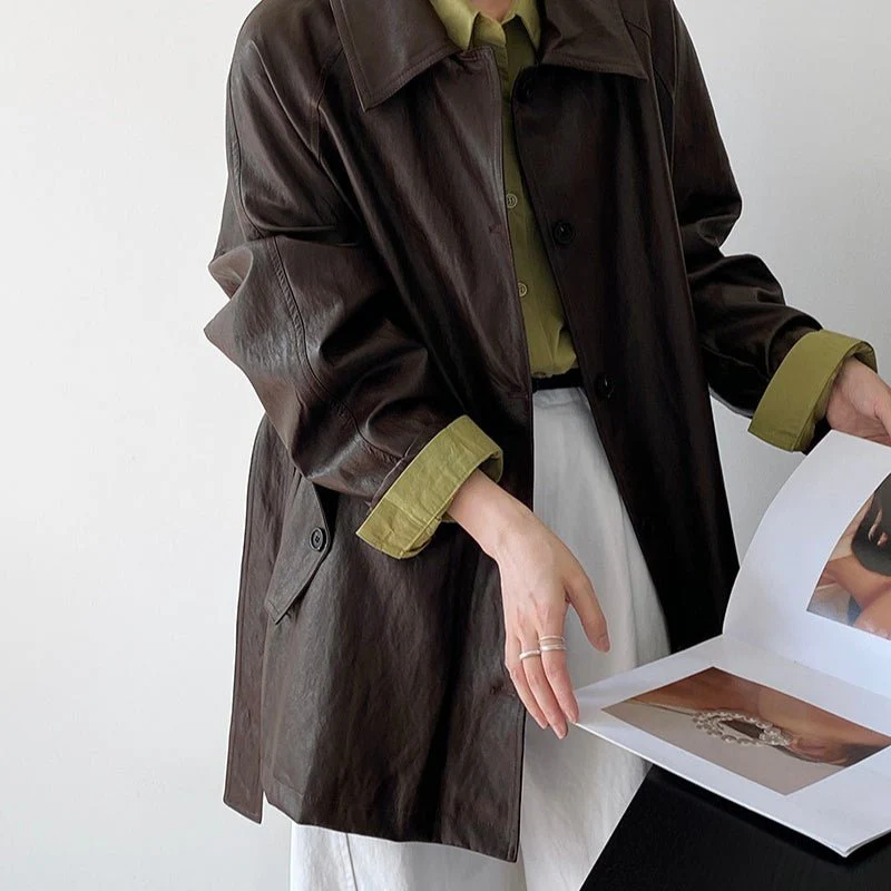 Vintage Faux Leather Jacket (MS149) - Image 7