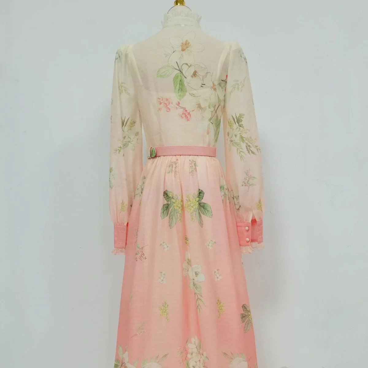 Vintage Floral Print Dress with Ruffle Collar(MS357) - Image 6