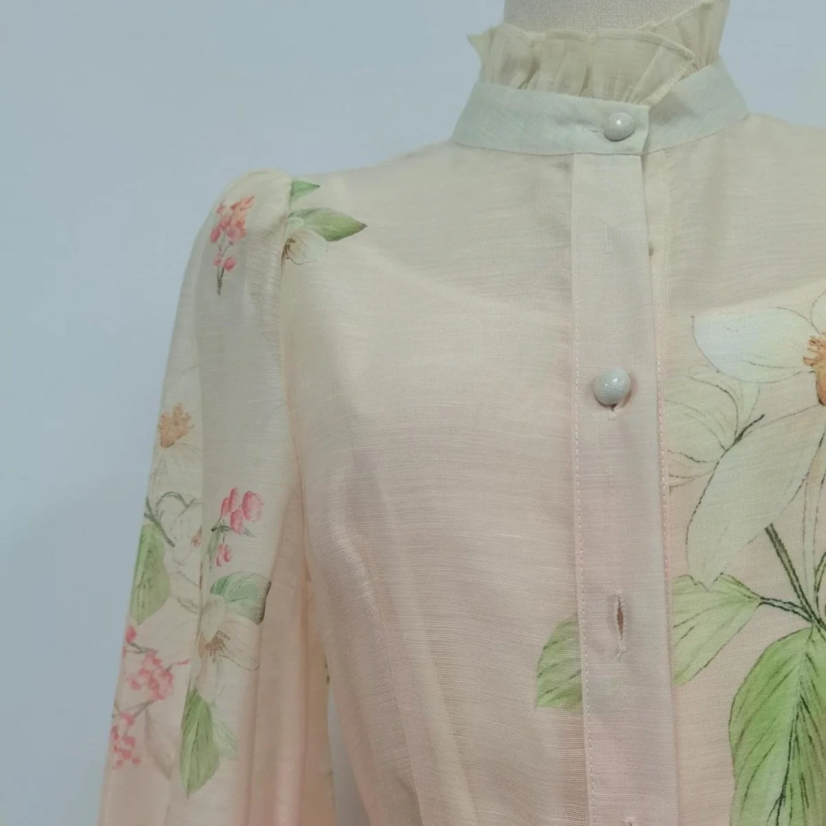 Vintage Floral Print Dress with Ruffle Collar(MS357) - Image 9