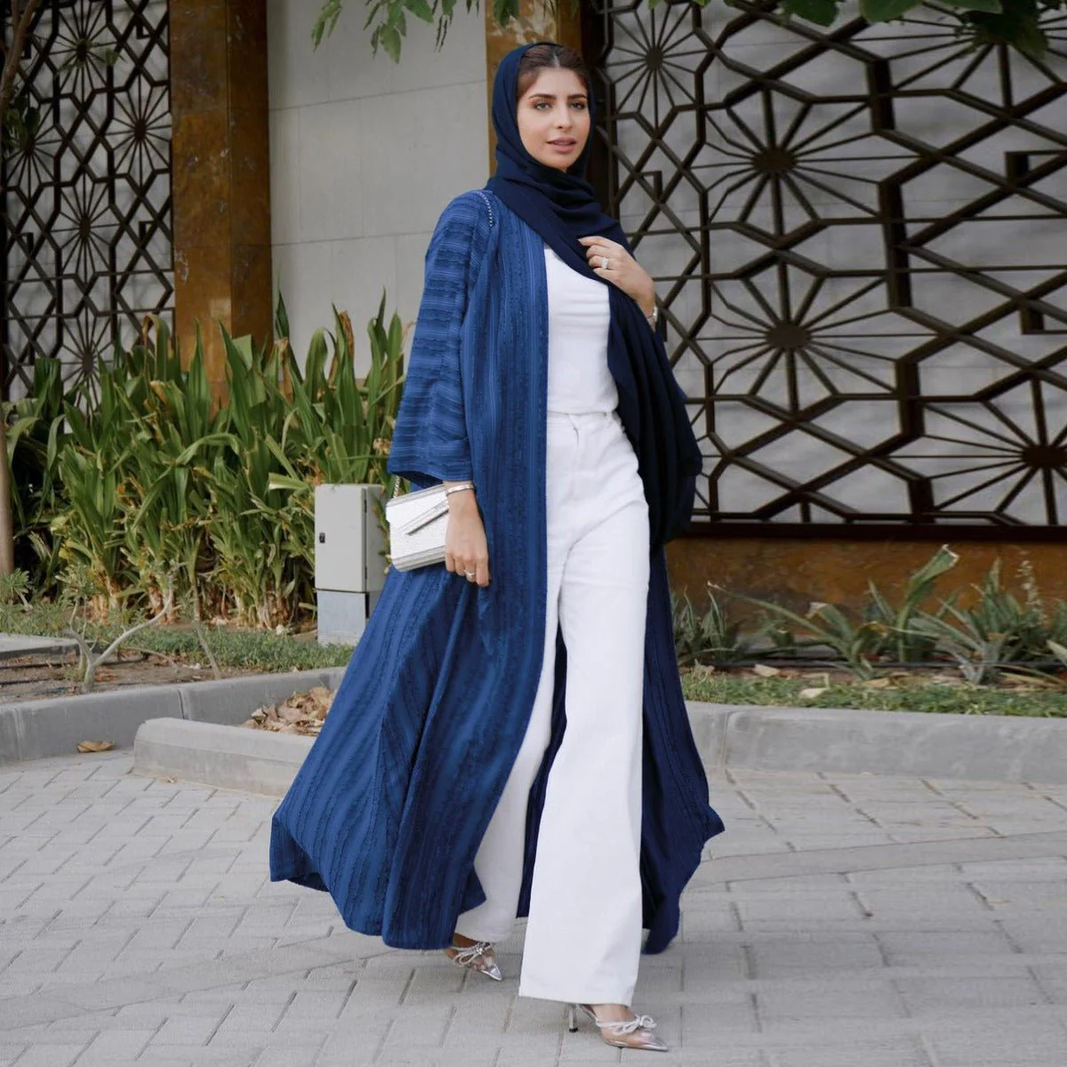 Vintage Knitted Cardigan Abaya | Modest Longline Open Front Jacket for Women (MOA217) - Image 11