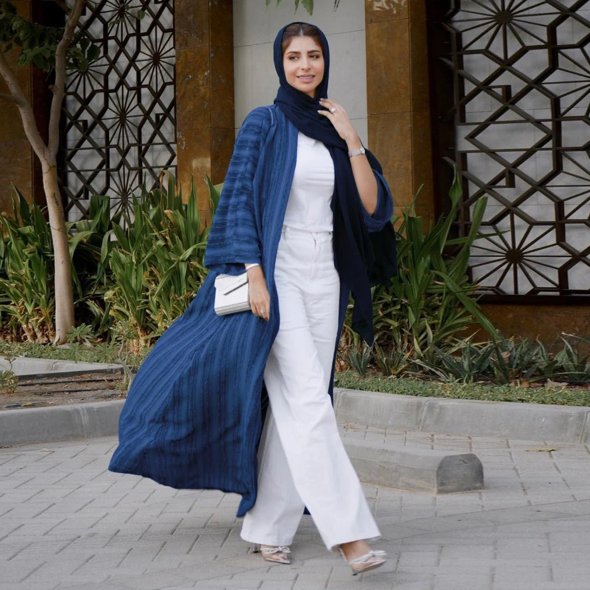 Vintage Knitted Cardigan Abaya | Modest Longline Open Front Jacket for Women (MOA217) - Image 13