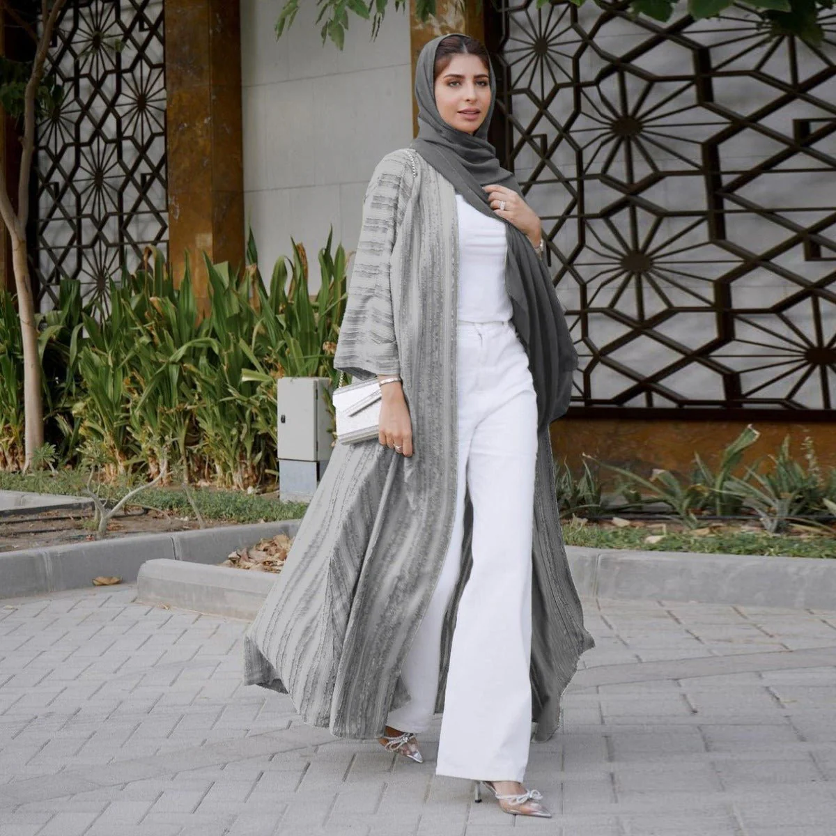 Vintage Knitted Cardigan Abaya | Modest Longline Open Front Jacket for Women (MOA217) - Image 27